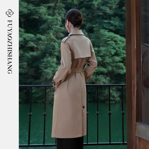 FUYAO扶摇 卡其色风衣外套女2025秋季新款复古风大衣中长款英伦风 商品图4