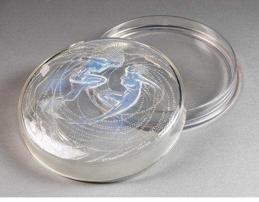 独角鹿西洋古董 1921年法国水晶工坊莱俪LALIQUE设计出品「Sirènes人鱼」主题欧泊水晶珍宝盒 商品图1