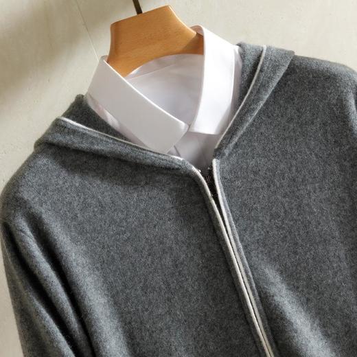 【康赛妮百分百纯山羊绒】开衫男12针连帽亲肤保暖开衫百搭外套 商品图2