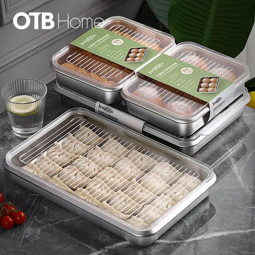 MISANBROO米膳葆饺子盒不锈钢不粘底不破皮可蒸可烤冰箱收纳盒居家好物 商品图3