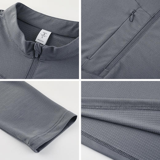 「迪家同款！轻薄运动长袖T」半拉链速干衣运动上衣 男户外t恤时尚训练骑行跑步健身服饰 商品图3