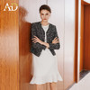 AD高级感精致时尚套装2025新款优雅白色内搭连衣裙小香风羊毛外套 商品缩略图4