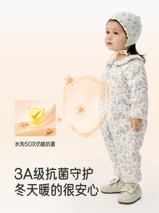 英氏超韧绒儿童羽绒服连体衣冬加厚保暖男宝连帽衣服YRHAJ4R020A 商品图1