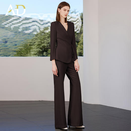 AD红色时尚西装套装女秋冬2025新款气质显瘦职业休闲阔腿裤两件套 商品图2