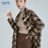 NUTS商场同款冬季新款时尚气质牛角扣格子手工呢大衣女241156411 商品缩略图3