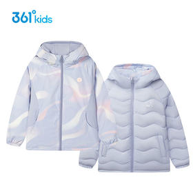 361度女童两面穿羽绒服新品2025冬连帽外套防风保暖外衣K62541902-2