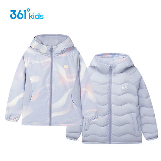 361度女童两面穿羽绒服新品2025冬连帽外套防风保暖外衣K62541902-2 商品图0