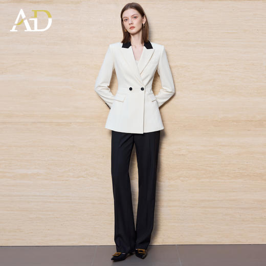 AD高级感白色西装套装女2025新款春秋气质女神范职业装阔腿裤正装 商品图1