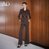 AD秋冬季磨毛套装女士职场通勤两件套2025新款棕色收腰正装阔腿裤 商品缩略图2