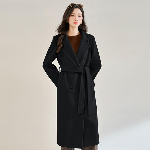「高货sh」全新升级【铂金会员643/天猫869/差价226】(10116)洛诗琳新款100%羊毛大衣2025秋冬高级感双排扣单面呢大衣 商品图2