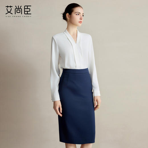 艾尚臣白色衬衫套装裙女职业正装商务西服半身包臀两件套工作服秋 商品图4