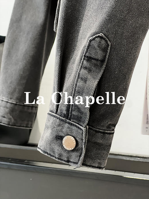 会员福利【精美刺绣牛仔】拉夏贝尔/La Chapelle高级感国风提花刺绣设计感牛仔外套撞色翻领夹克短外套 商品图5
