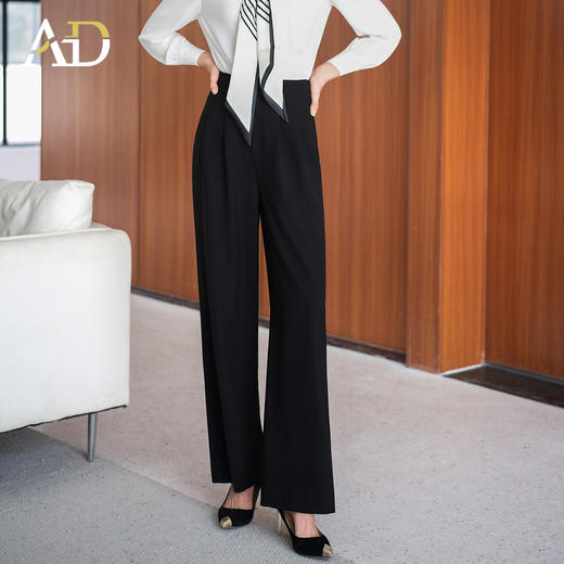 AD黑色休闲西装裤女2025年秋季新款高腰宽松显瘦气质通勤百搭阔腿 商品图1