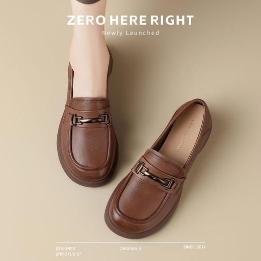 ZHR则则头层皮复古优雅乐福鞋女鞋2025新款金属衔扣百搭小皮鞋 商品图1