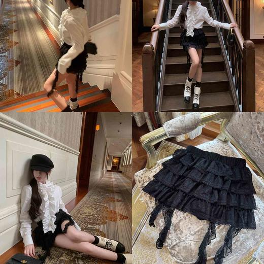 张林超LIN BOUTIQUE 洛可可公主泡泡灯笼袖细节衬衫+蕾丝蛋糕半裙 商品图4