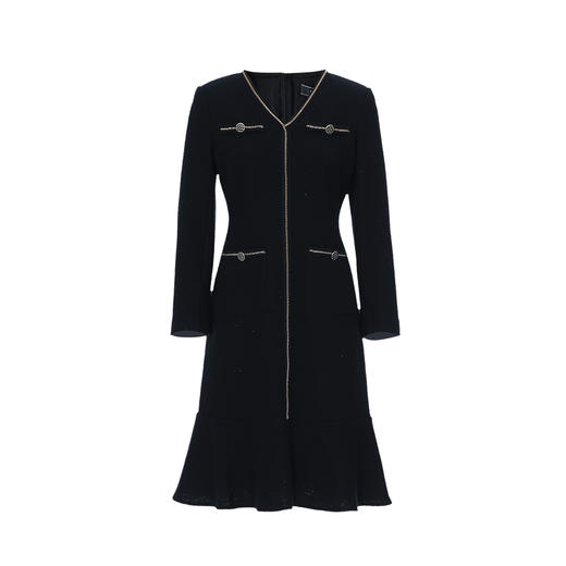 EITIE爱特爱冬季新款气质通勤百搭显瘦V领收腰鱼尾裙摆连衣裙8007720 商品图5