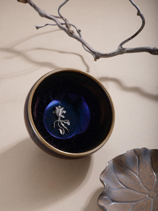 子佩集【福海鱼莲】S990银摆件【YSYCJ006】茶具品茗杯茶杯原创作品蓝色花丝莲花金鱼2509 商品图9