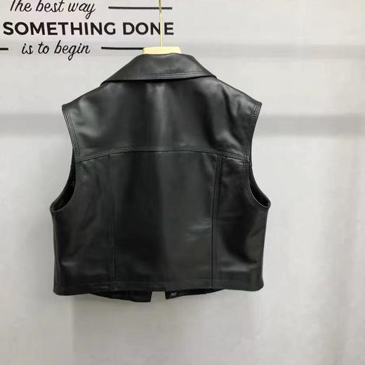 丁摩 绵羊皮小香风短款上衣休闲方领坎肩外套2381 商品图3