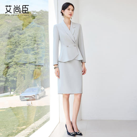 艾尚臣2025新款素彩灰小香风西装套装气质优雅百搭美容院医美正装 商品图3