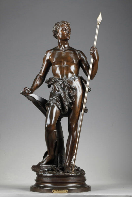 独角鹿西洋古董 1870年代法国雕塑家Ernest Rancoulet创作出品「Work 劳动」主题青铜雕塑 商品图0