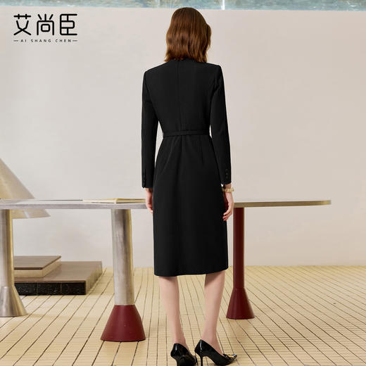 艾尚臣黑色西装连衣裙女气质高端小个子职业装主持人上镜装小黑裙 商品图4