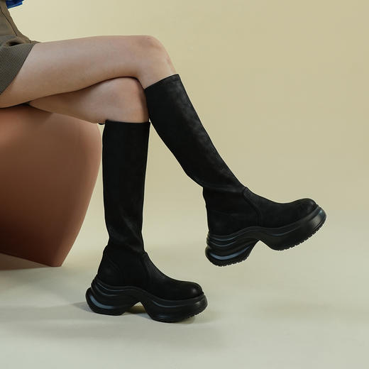 Westory2025年冬季厚底休闲弹力包腿高靴W25DQ85521 商品图3
