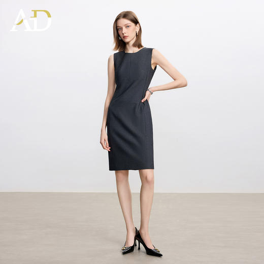 AD秋冬内搭职业连衣裙女2025新款灰色绵羊毛无袖西装裙背心裙正装 商品图2
