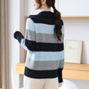 CC 28-1588慵懒风条纹针织衫半拉链翻领宽松毛衣上衣 商品缩略图3