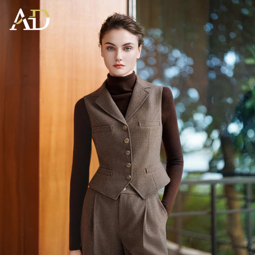 AD法式复古西装马甲女2025新款秋冬高级感修身英伦上衣羊毛马甲 商品图0