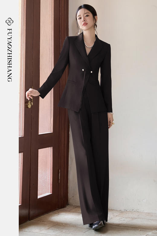 FUYAO扶摇 2025冬新款盘扣西装外套女气质通勤修身国风西服正装秋 商品图5