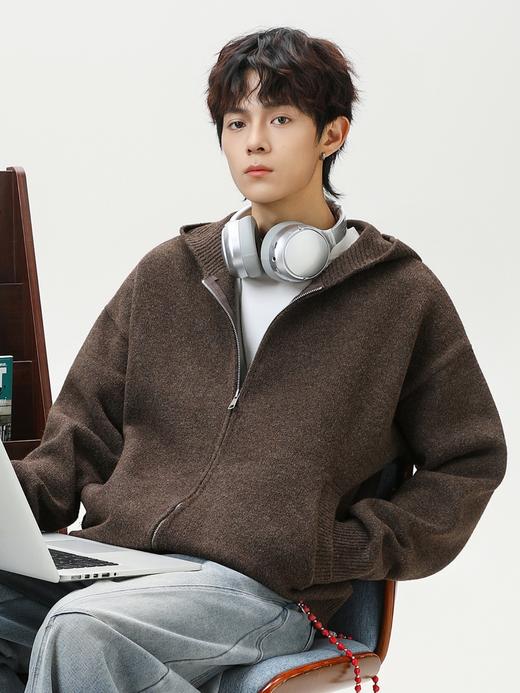 【YW】无忧购日系宽松纯色连帽毛衣秋冬慵懒风可调节针织衫休闲外套MM4156（截单后3-5天发货） 商品图0