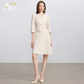 AD戗驳领优雅干练西装连衣裙女2025新款通勤裙子女七分袖职业装