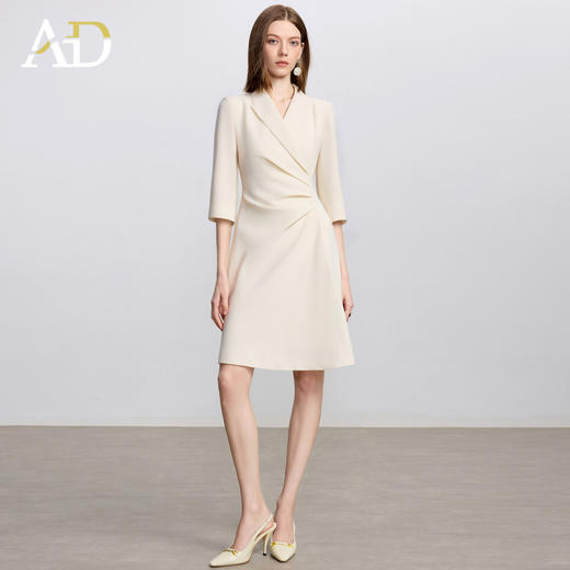 AD戗驳领优雅干练西装连衣裙女2025新款通勤裙子女七分袖职业装 商品图0
