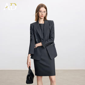 AD高级感绵羊毛西装套装女秋冬2025新款灰色职业内搭连衣裙两件套