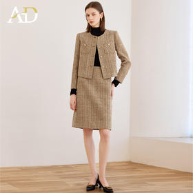 AD2025新款小香风外套女秋冬高级感气质名媛短款上衣半身裙两件套