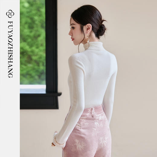 FUYAO扶摇 纯羊毛针织衫女2025冬长袖高领气质高级感通勤百搭上衣 商品图4