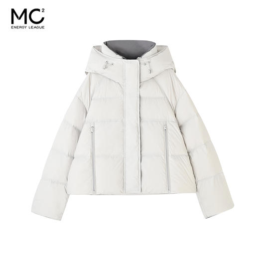 女装撞色连帽下摆长拉链设计短款羽绒服-1277Y5242004 商品图0