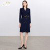 AD简单大方高级感穿搭2025新款长袖西服裙双排扣职业装藏青色工装 商品缩略图0
