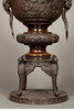 独角鹿西洋古董 19世纪末20世纪初日本明治时期出品祥龙纹双龙耳凤鸟四足铜雕大香炉 商品缩略图3