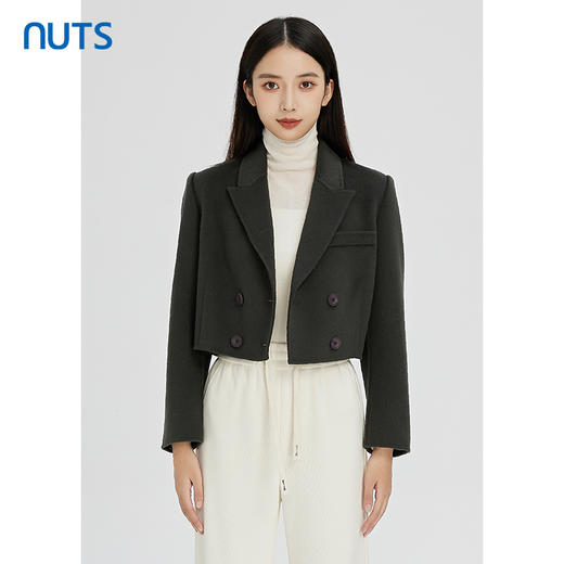 NUTS商场同款秋冬款纯色简约气质时尚百搭短款毛呢外套女241154100 商品图0