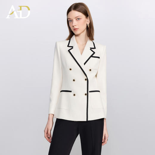 AD双排扣翻领西装外套女2025新款春秋高级感气质撞色名媛范西服 商品图2