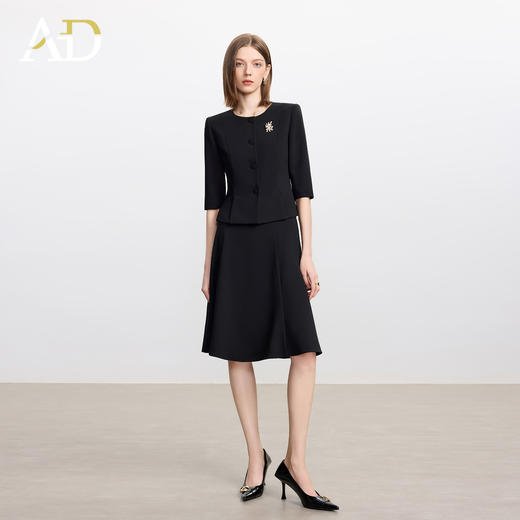 AD极简风黑色醋酸西装套装女高端职业装伞裙两件套2025新款正装 商品图1
