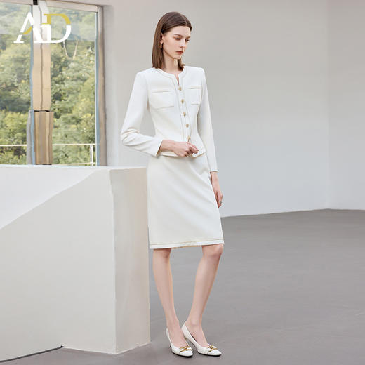 AD气质优雅小香风职业装两件套女高级感秋冬白色西服套装法式名媛 商品图2