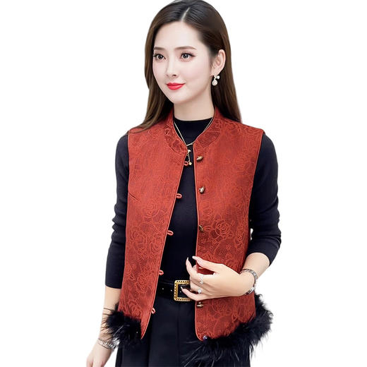 新中式国风夹棉马甲女冬季新款2025年韩版气质时尚优雅妈妈装背心 商品图4