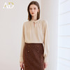 AD法式独特绝美上衣女设计感圆领扭结灯笼袖衬衫气质温柔杏色长袖 商品缩略图1