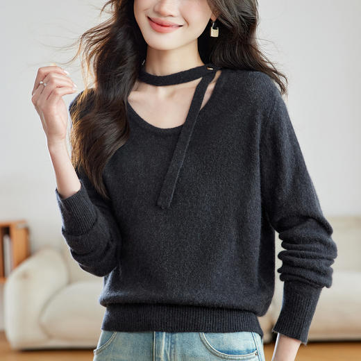 好看设计感上衣气质轻奢毛衣，短款港风漂亮羊毛打底衫CC-22-2766 商品图2