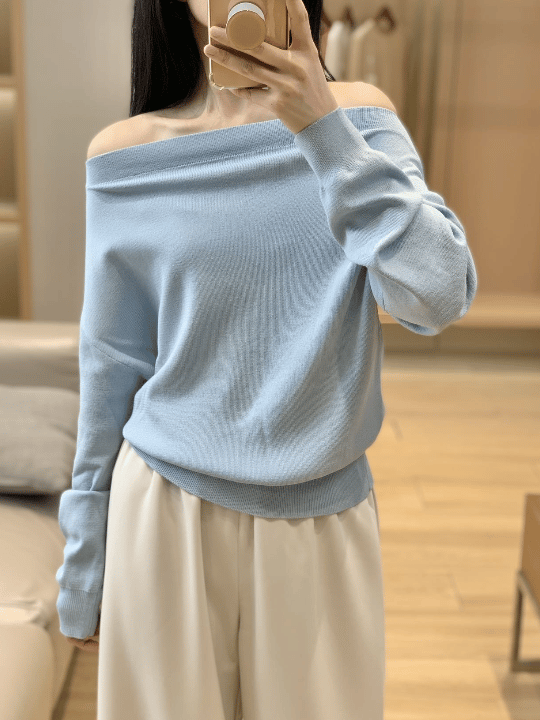 【Sonia life一字领针织衫】赵露思同款cos风格限时秒杀💰59❗️一衣三穿，⁬一字肩、⁤斜肩、‌正肩，⁬穿上肉眼显瘦10斤，⁭品牌直发！⁠