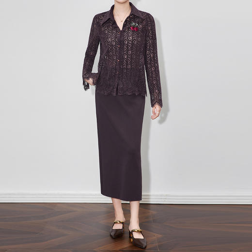 「高货wl」全新升级【铂金会员220/天猫289/差价69】(05730)洛诗琳气质开叉半身裙2025秋冬纯色百搭中长显瘦直筒裙女 商品图2