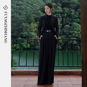 FUYAO扶摇 秋季新款高级感西装套装女国风对襟盘扣黑色西服两件套