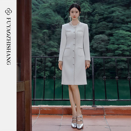 FUYAO扶摇 小香风连衣裙女秋冬新款精致高级感法式显瘦粗花呢裙子 商品图1